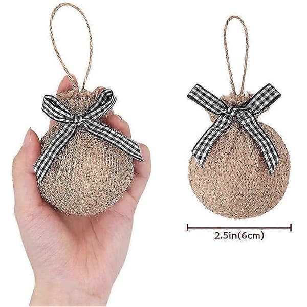 12 stk. Julepynt i jute, 6,35 cm, rutete søm-JJ[D]