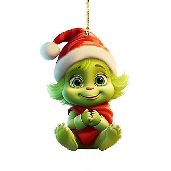 Grinch Baby Hengelpynt Julepynt Juletrepynt Hengelpynt Akryl Flat Liten Hengelpynt-21