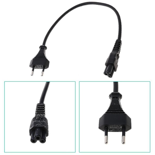 Strömadapterkabel EU 2-polig hane till IEC 320 C5 Mickey för bärbar datorströmförsörjning 30 cm