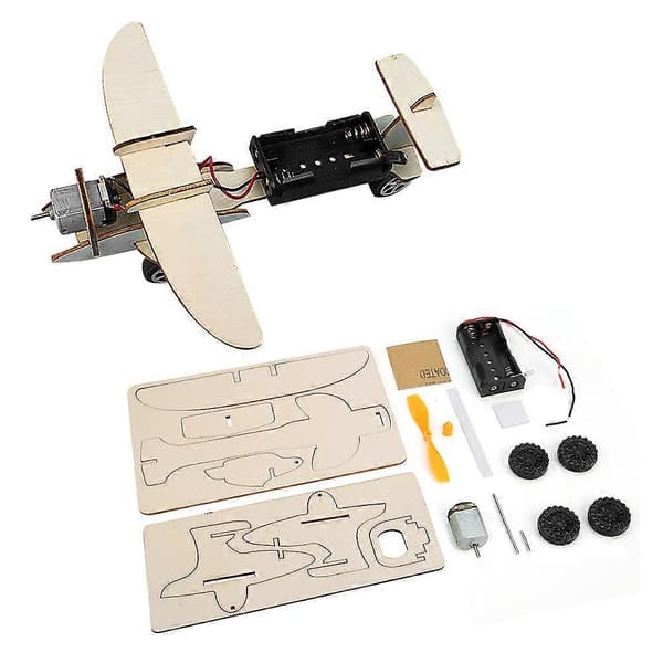 DIY Børne Træpuslespil Flyvemaskine Helikopter Studenter Håndlavet Model Svævefly Kit[D]