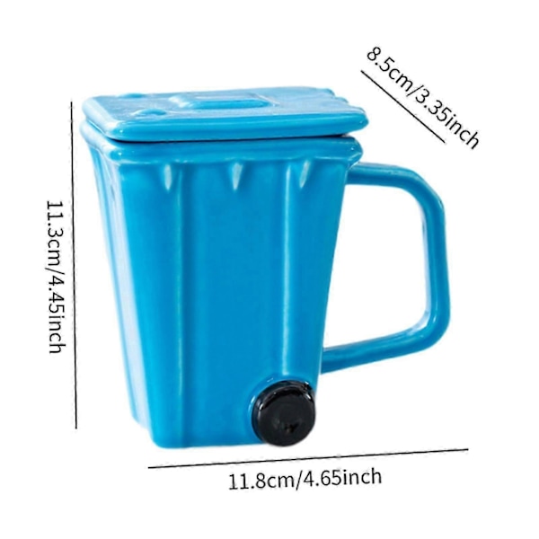 Kaffekopp Daglig Bruk Kopp Bar Tilbehør Vannkopp Kreativ Søppelkasse Krus Søppelbøtte Kopp for Iskaffe Frokost Juice[D] Blue