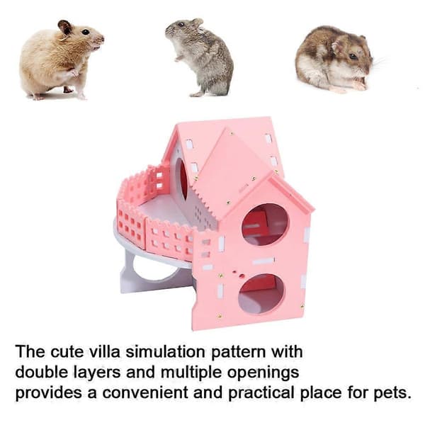 Hamstersvinge, Kæledyrsunderholdningslegetøj til små dyr, Nem at samle, Kreativt dobbeltlagsdesign, Kvalitets træ-plastpaneler, Holdbar M[D]