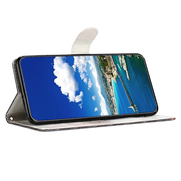 Fodral för Samsung Galaxy A25 5G i PU-läder med 3D-mönster, plånboksdesign Pink Blue Marble