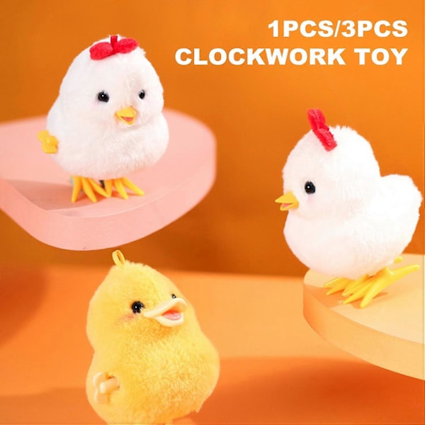 1/3 st Vind-upp Plysch Kyckling Groda Leksak Inget Batteri Krävs Urverksfjäder Hoppande Kycklingdocka Leksak[D] Yellow 3pcs