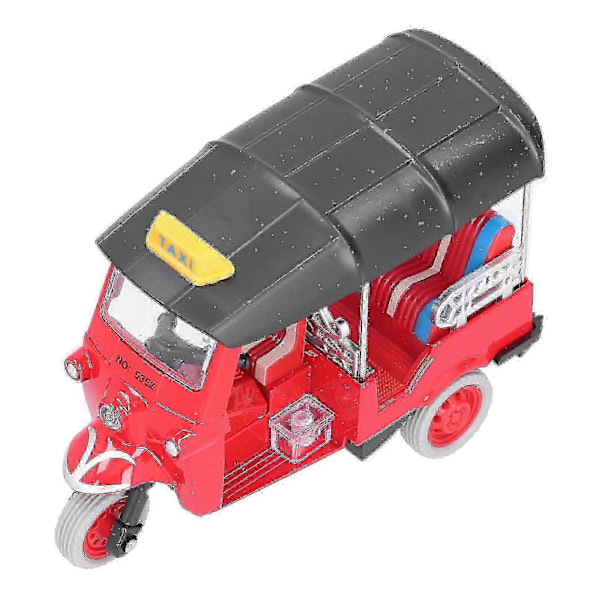 Vedettävä thaimaalainen kolmipyöräsimulaatio, metalliseos Tuk Tuk -automalli, lasten ajoneuvolelu [D] Red