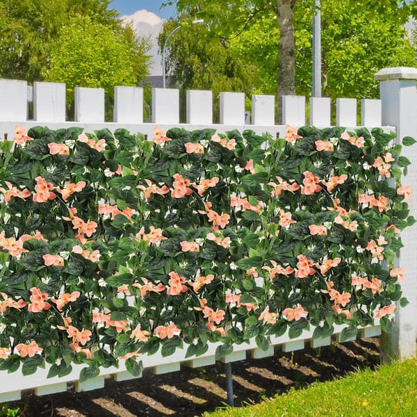 Kunstig blad balkongskjerm - kunstig petuniadekorasjon, dekorativt hagegjerde (D)