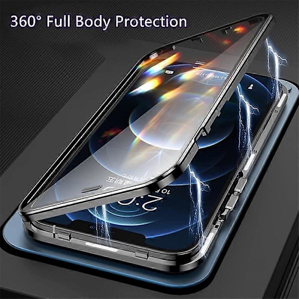 Skal för iPhone 16 Pro Max Anti-Spy Dubbelsidigt Härdat Glas+Magnetisk Metallram Telefonskal[D] Multicolor Silver