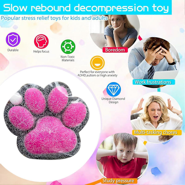 Handgjorda Taba Squishy Stor Katt Tass Silikon Klämleksaker för Stresslindring, Katt Tass Jätte Tass Squishy Sensoriska Leksaker för Ångest & Avkoppling [D] Black