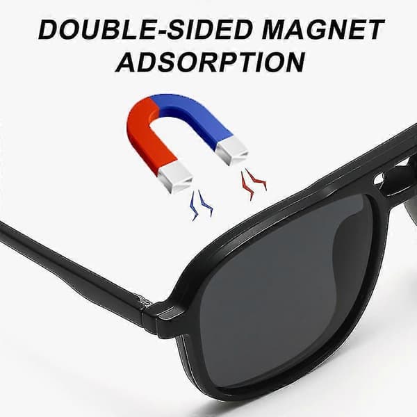 Magnetiska 5 st polariserade clip-on solglasögon plastram för nattkörning[D]
