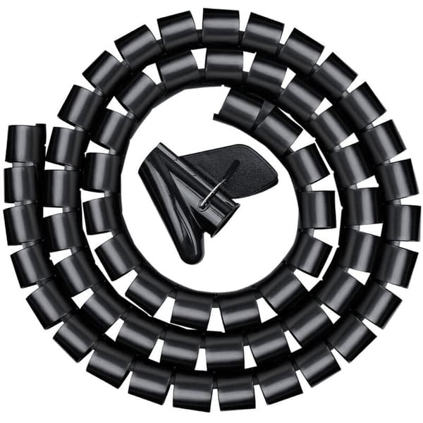 3,0 m kabelbakke, fleksibel spiralslange til kontorbrug, spiralslange til 20 mm kabler, sort (D)
