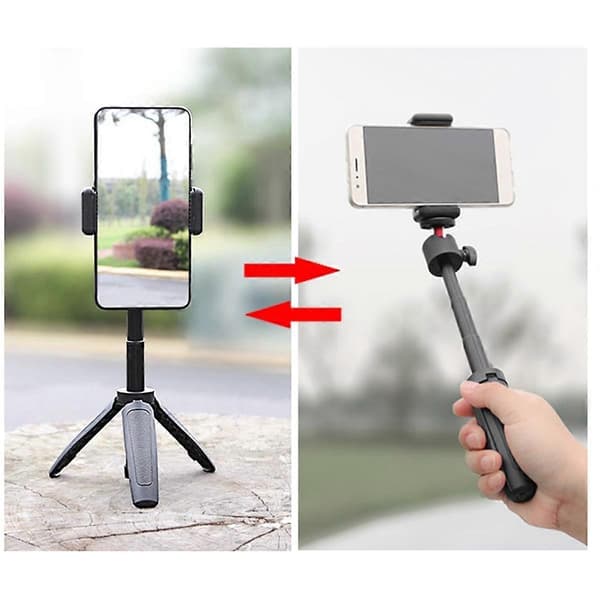 Universal Selfie Stick Holder Mini Selfie Stick Stativ Skrivebordsforlenger Multifunksjonelle Stativer[D] Black