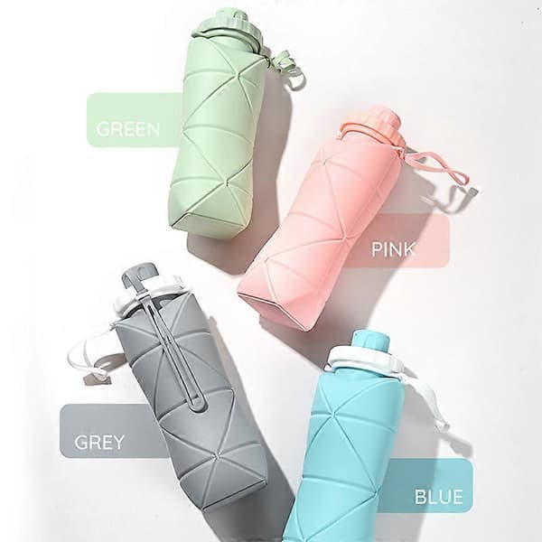 Vikbara silikonmuggar Stor kapacitet Utomhusresor Bärbara sportvattenkokare (D) 600ml - Grey