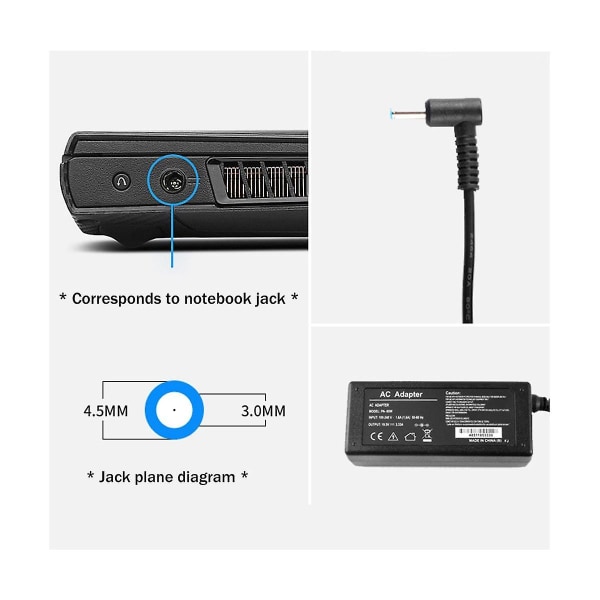 45W Laptop Oplader 19.5V 2.31A Laptop Strømforsyning Adapter Til 4310s 4320s 4321s 4325s 4326s Laptop Opladning [kk] Black