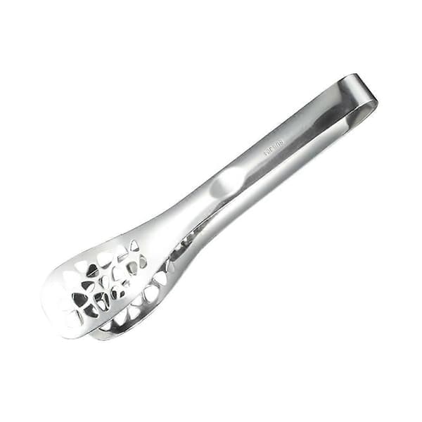 Rustfri Stål Madklemme Udhulet Hoveder Brødtang Multifunktionel Serveringstang til Barbecue Bøf[D] Silver 25*5*5cm
