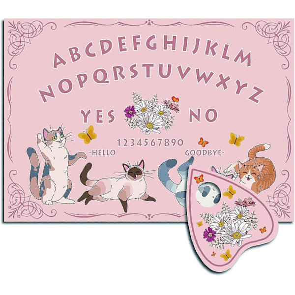 Kitty Wood Spirit Board Kattpendelbräda Trätalande Ouija-brädor med Planchette Divinationskit Spel Andejakt Metafysiskt Meddelande