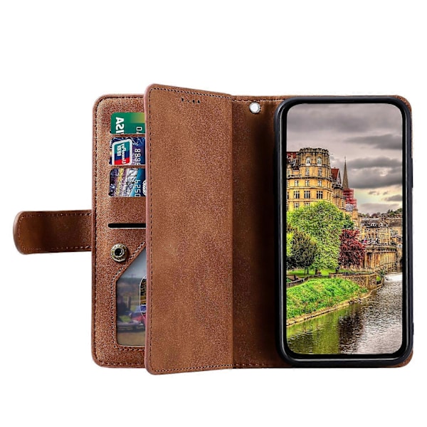 Til Xiaomi 14T Telefonetui Lynlås Lomme 9 Kort Slots PU Læder Flip Cover Multicolor Style A