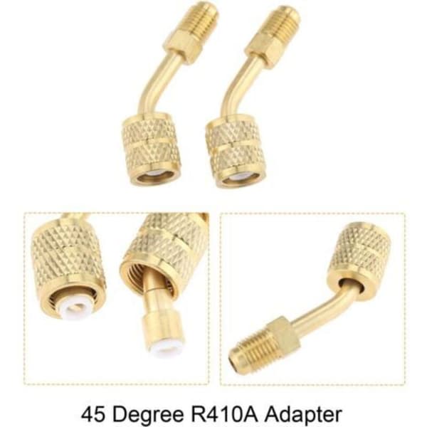 R410a 5/16 hun, 1/4 han SAE drejeadapter til mini-split systemer, aircondition, VVS og køling med 45° vinklet udkaster, pac（D）