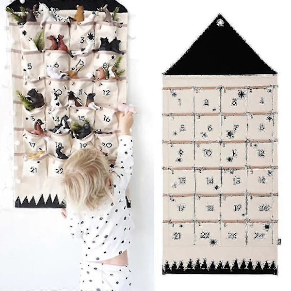 24 Adventskalender Juleräknare Jul Hängande Fickor Gave