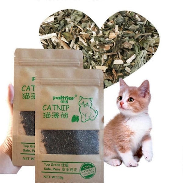 100% Naturlig Premium Kattmynta Interaktiv Katt Giftfri 10g Mentol Smak Roliga Kattartiklar Håll Husdjurets Hälsa Kattleksak[D] 2bags