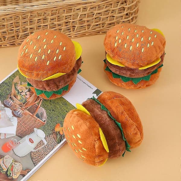 Pipig Hundleksak Fylld Hundleksak För Stor Hund Plysch Hamburger Hundleksak[D]