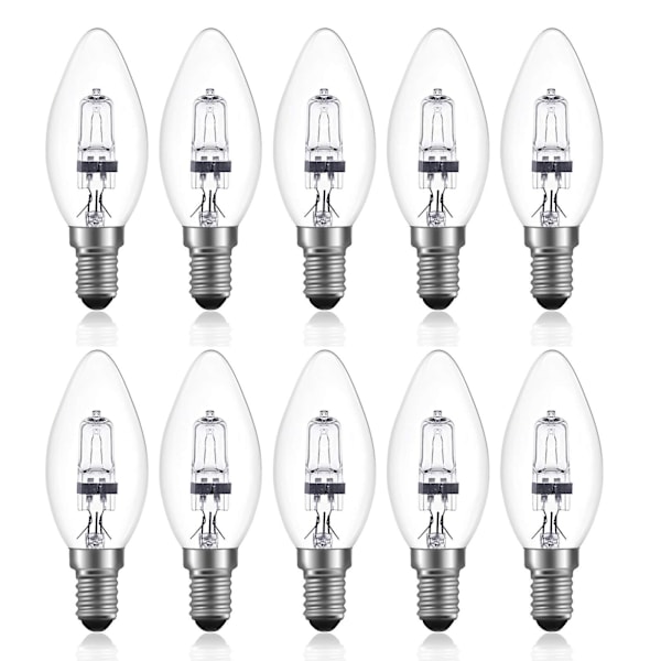 42W E14 C35 Dimmerbar Halogenpære AC 220-240V Varmt Hvit 2700K E14 Transparent Halogen Lyspære (10 stk)