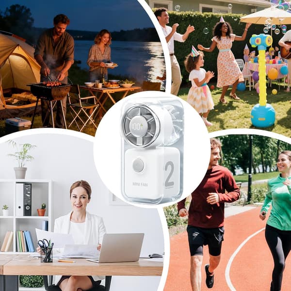 Personlig ventilator | Lydløs bordventilator 2000 mAh - 5 blæserhastigheder - Mini USB-C genopladelig ventilator (D)