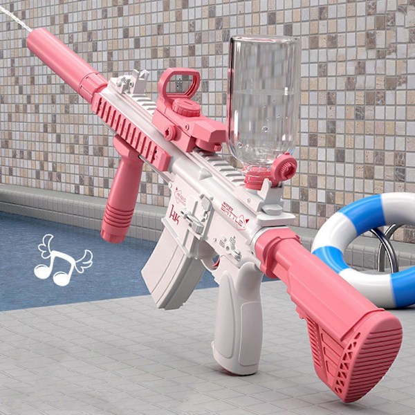 50% RABATT, Elektriske Vannpistoler M4, Automatiske Sprøytepistoler - Kraftige Vannpistoler opptil 10 meter, Sommerleke for Utendørs Basseng Vannkamp [D] Pink