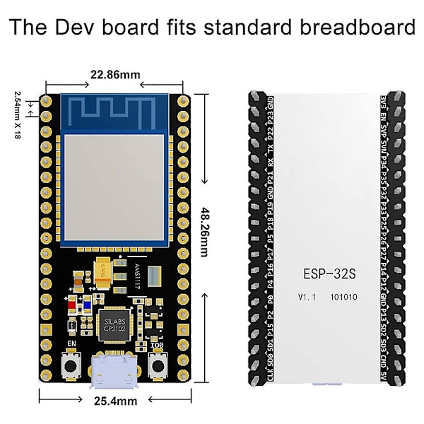 ESP32 ESP-32S NodeMCU-32S ESP-WROOM-32 Kehityskortti 2,4 GHz WiFi ja Bluetooth Dual Core Micr