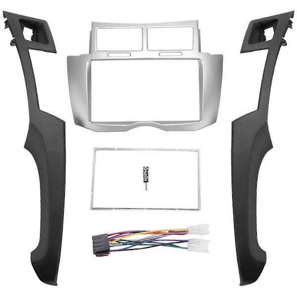 2 Din Bilstereo Ramme Trim Kit til Instrumentbrættet til Toyota Yaris Vitz Platz 2005-2011 DVD Afspiller Installation Bezel Fascias Black  Silver