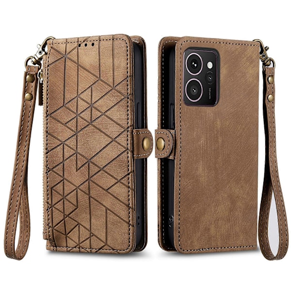 Geometriskt blixtlåsfodral i läder för HMD Skyline Brown
