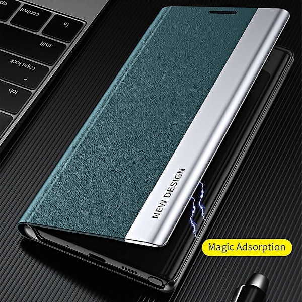 Electropläterat PU-läderfodral med stativ och magnetisk absorption för Oppo Find X5 Pro Sapphire