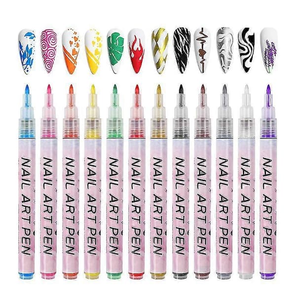 12 kpl 0,7 mm kynsilakkakynä DIY kynsilakkakynä kynsipiste graffiti kynä [D]