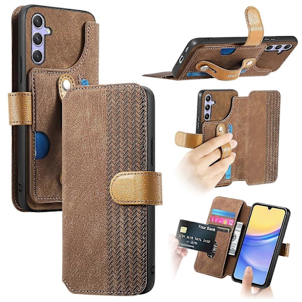Plånboksfodral i Retro Läder för Samsung Galaxy A36 5G med Armband och Ställ [D] Multicolor Brown