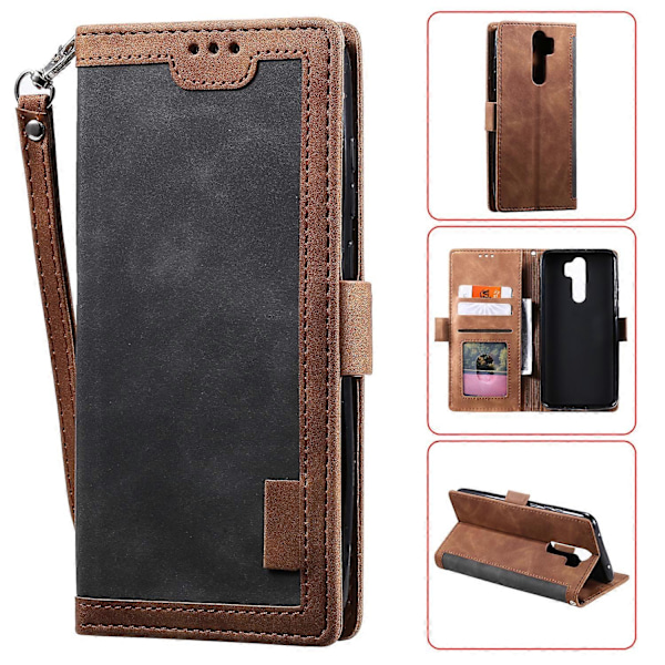 Vintage Splicing Style Plånboksfodral i Läder för Xiaomi Redmi Note 8 Pro Grey
