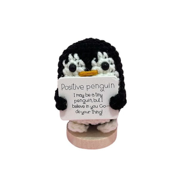 Handgjord pingvinfigur Stickad dockleksak Leende för positiva vibbar Känslomässigt stöd Söt rumsinredning Inspirerande present till barn [kk] Black