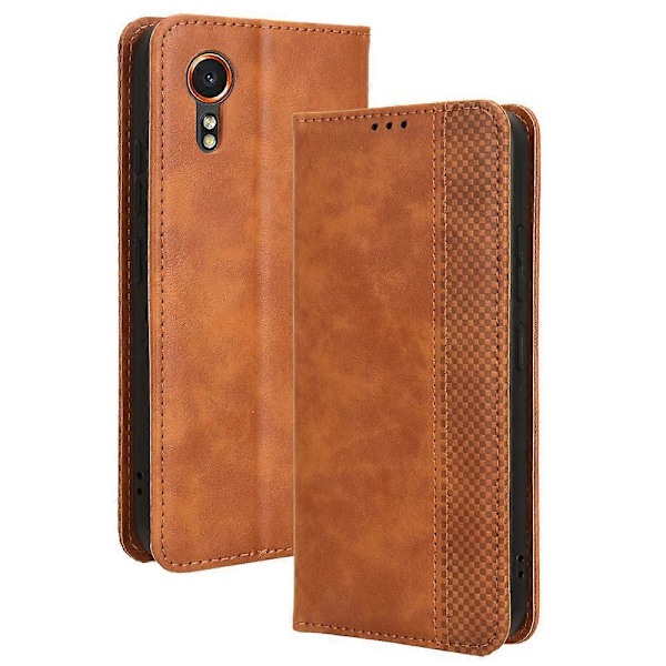 Til Samsung Galaxy Xcover 7 Wallet Case PU Læder Stand Retro Telefon Cover[D] Brown