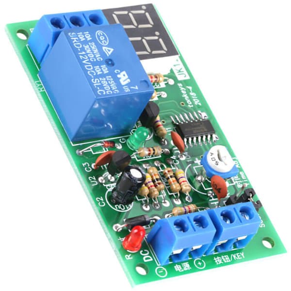 Justerbar timermodul, 12V tidsfördröjningsrelä, tidsrelämodul, LED-display timerfördröjningsrelä, 12V DC timerfördröjningsrelä med trigger 0.05