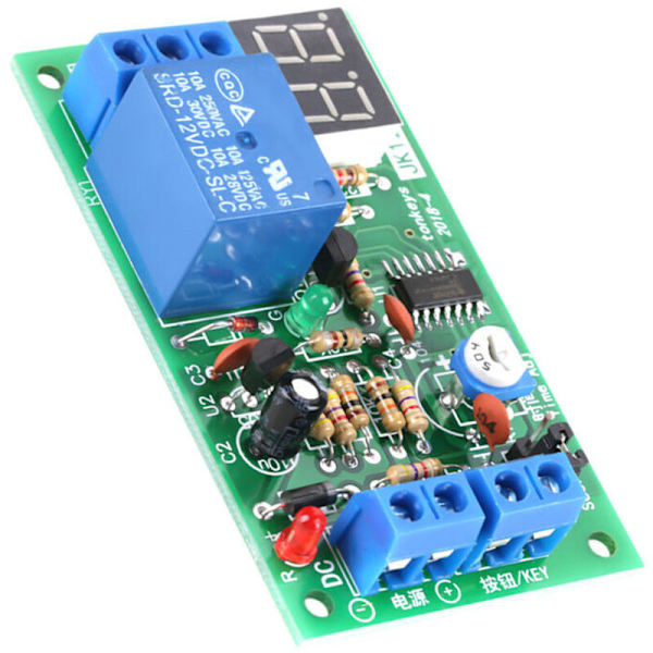 Justerbart timermodul, 12V tidsforsinkelsesrelæ, timingrelæmodul, LED-display timerforsinkelsesrelæ, 12V DC timerforsinkelsesrelæ med trigger 0.05