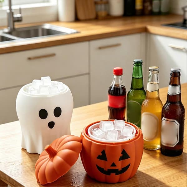 Gresskar Spøkelse Isform Bærbar Isbitbrett Og Oppbevaringsbeholder For Halloweenfest (D) a