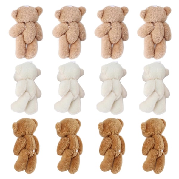 12 st Mini Plyschbjörnar Mjuka Söta Små Teddybjörnar för Bröllop Födelsedag Dekorationer