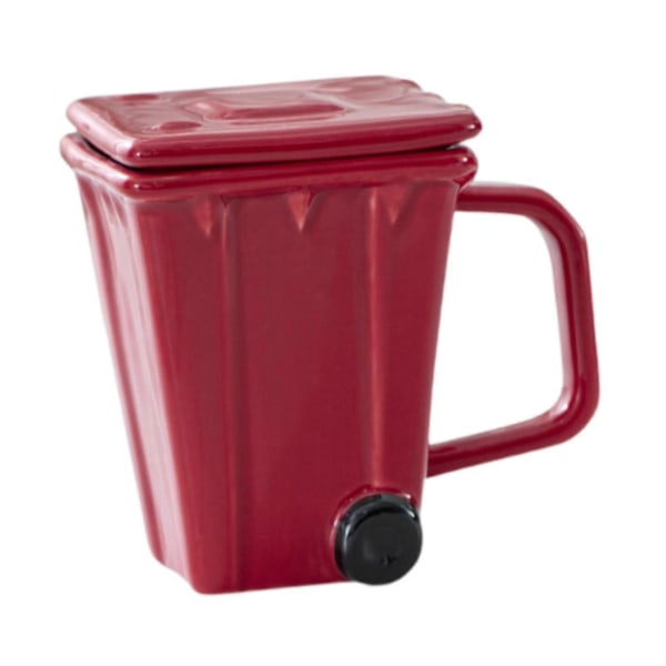 Kaffekopp Daglig Bruk Kopp Bar Tilbehør Vannkopp Kreativ Søppelkasse Krus Søppelbøtte Kopp for Iskaffe Frokost Juice[D] Red