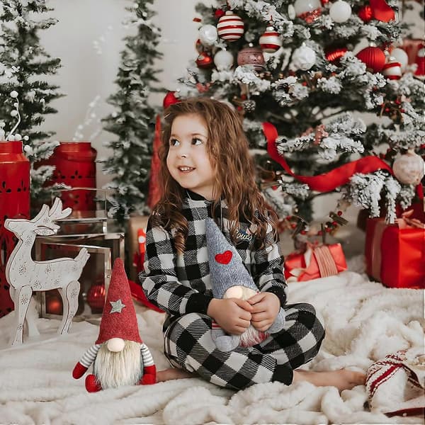 Juldvärg Plysch Tomte Dvärgalv Figurin Ornament Jul (röd)[D]