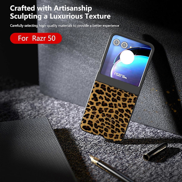 Telefonhus til Motorola Razr 50 Gold Leopard