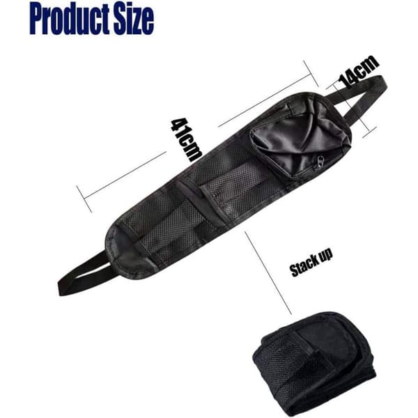 Ersandy – Bilsæde Side Organizer – Multifunktionel Opbevaringstaske 42x14cm – Nem Installation med Elastikbånd – Til Bilopbevaring Noir Polyester