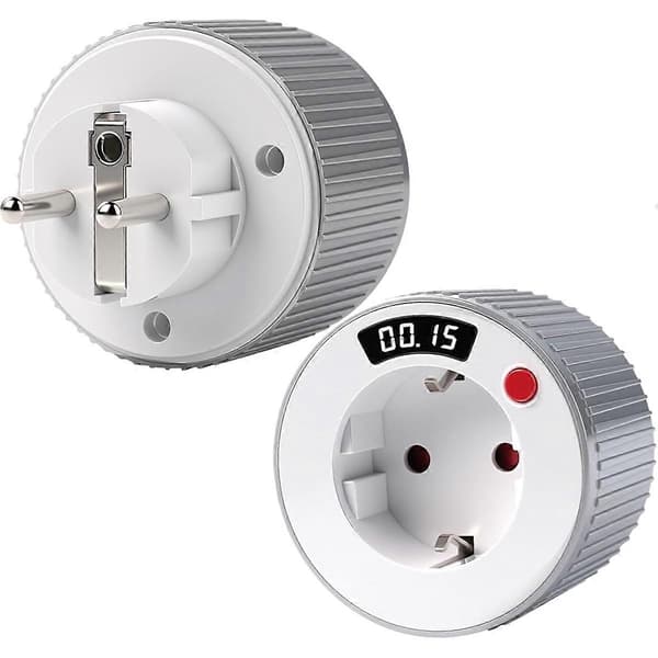 Timerkontakt, Digital Timer Enkel Bryter Roterende Nedtellingstimer 15 Minutter til 24 Timer med LED Digital EU-Plugg[D]