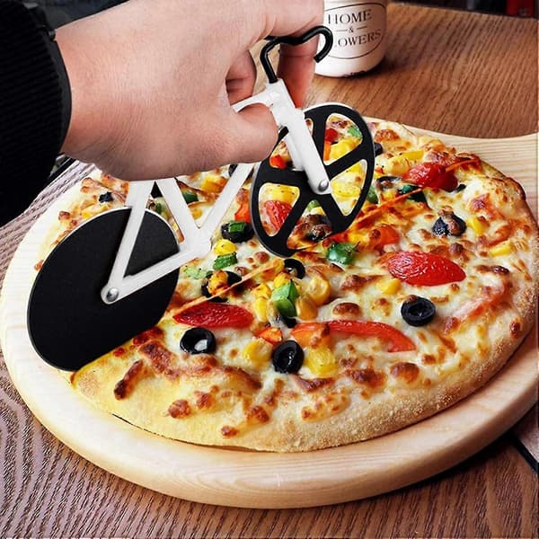 Pizzakutter i rustfritt stål Pizzakutter Pizzakutter Pizzakutter og deig Pizzakutter Pizzahjulskjærer 2 stk Kjøkkenredskap for dekor[D]