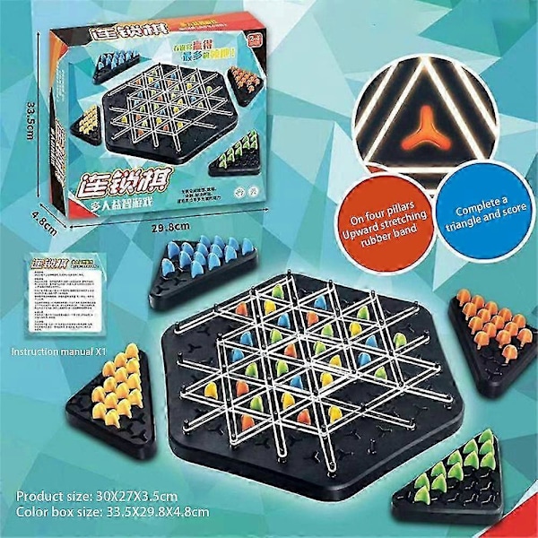 Morsomt kjede-triangelspill, interaktivt brikkespill, triangel-sjakkbrett-spill C