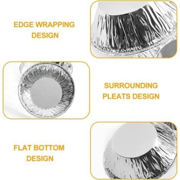 Set med 200 Pasteis de Nata-formar, engångsformar i aluminium som mäter 6,7 x 3,9 x 2 cm, mini runda aluminiumformar, f（D）