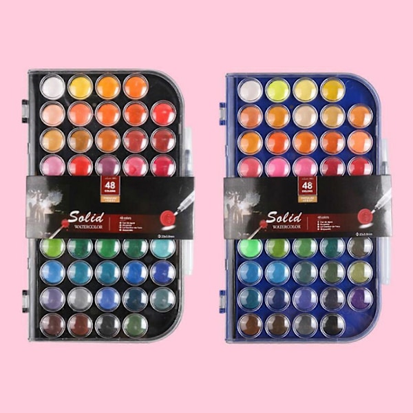 48 X Flerfarget Akvarell Gouache Maling Sett for Kunststudenter Malere Nybegynnere[D] Black