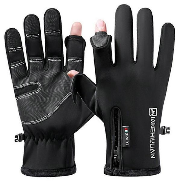 QX007 1 Pari Talvi Ulkoilu Lämpimät Käsineet Vedenpitävät Tuulenpitävät Käännettävät Sormenpäälliset Käsineet[D] Multicolor Black M